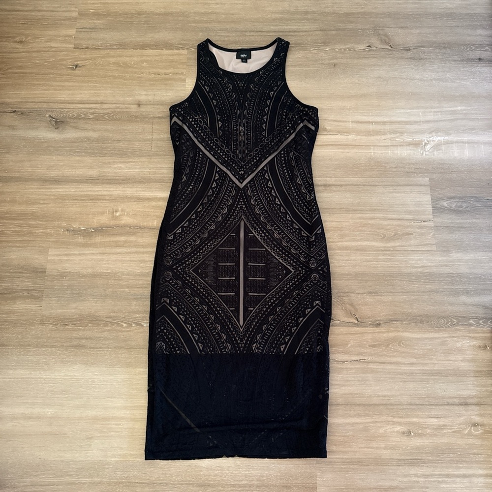 Mossimo Supply Co. Black Geometric Midi Dress